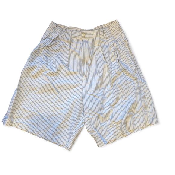 Vintage classic high waisted white and blue pinstripe shorts womens size Large - Picture 1 of 8
